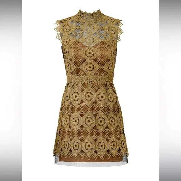 Catherine Deane Gold Lace Kate Dress - US Size 12 - Picture 1 of 8